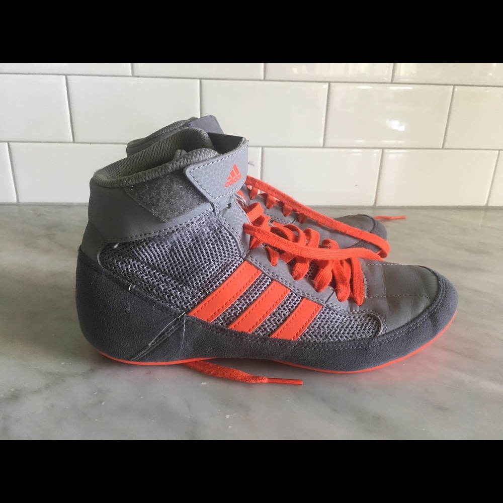 Gray Adidas wrestling shoes size 4.5 kids